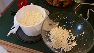 curds going into the mold